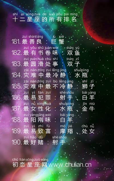 星座排行榜大全